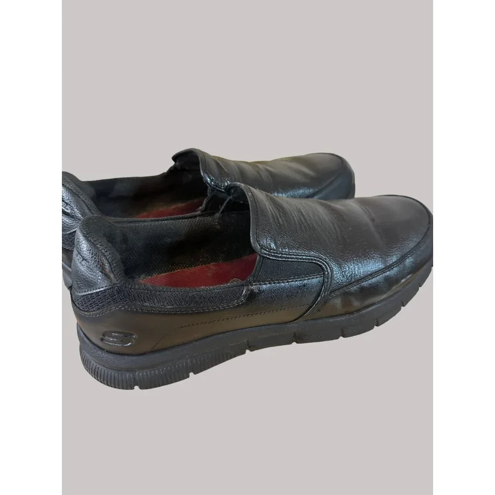 Skechers Size 12 Mens Black Synthetic Slip-Resistant Work Loafers